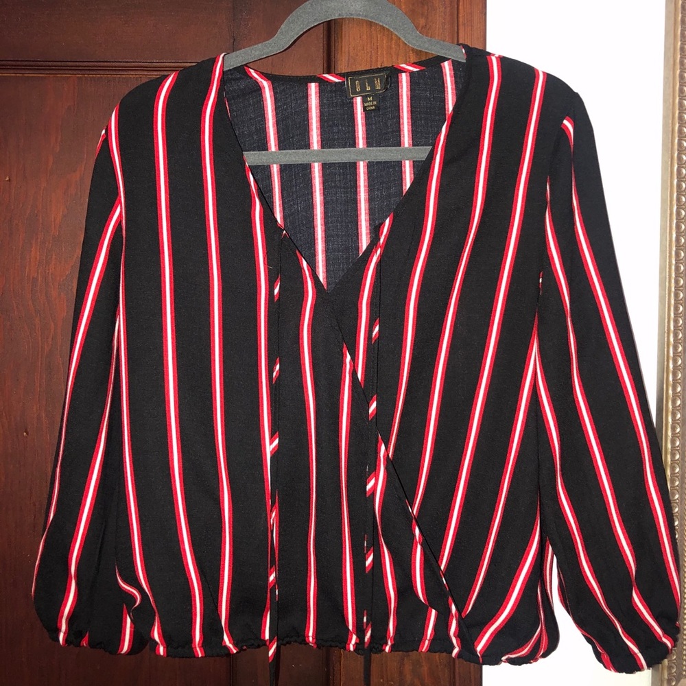OLM Red/black stripe top (M)